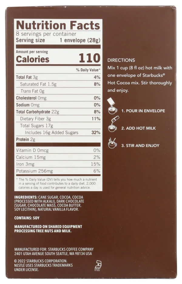 STARBUCKS COCOA HOT DBL CHOC BOX 8PC - Case of 6 - Image 2